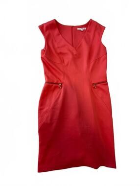 Studio One New York Coral Red Sleeveless Sheath Dress Size 6